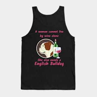 Funny English Bulldog and Wine Tank Top